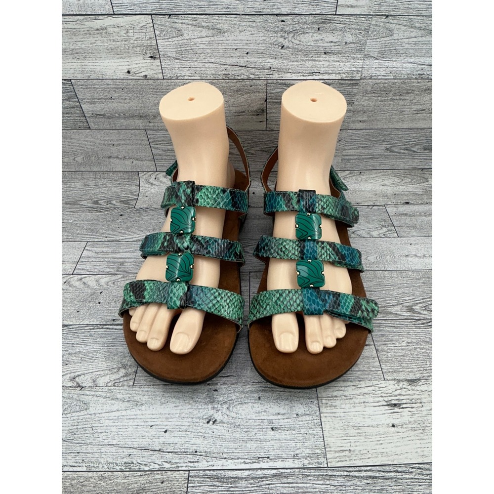 Vionic Amber Snake Print Embellished Strappy Comfort Sandals Women's Size 8 Wide